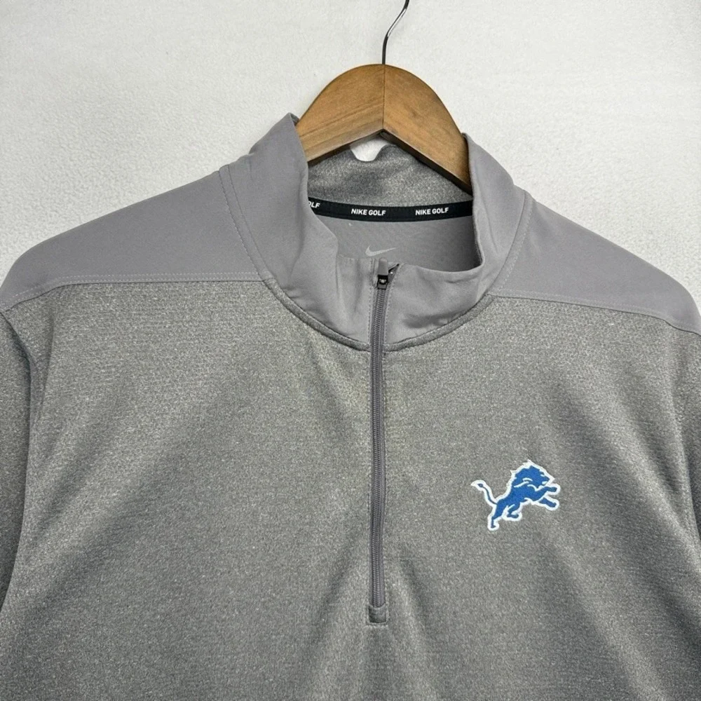 Detroit Lions Quarter Zip Pullover Men's XL Gray Nike Golf Embroidered Dri Fit